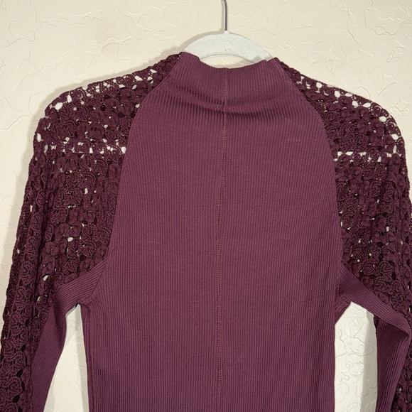 Free people embroidered long sleeve Clemente Mixed Media Stretch Cotton Top - Picture 6 of 8